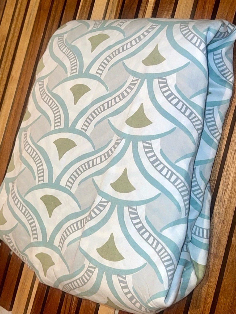 Serena & Lily Duvet Cover Full Queen Blue Green Mediterranean geometric coastal - Picture 6 of 7